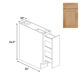 RTA - Liberty Shaker Karamel - Spice Rack Base Cabinets - 9"W x 34.5"H x 24"D