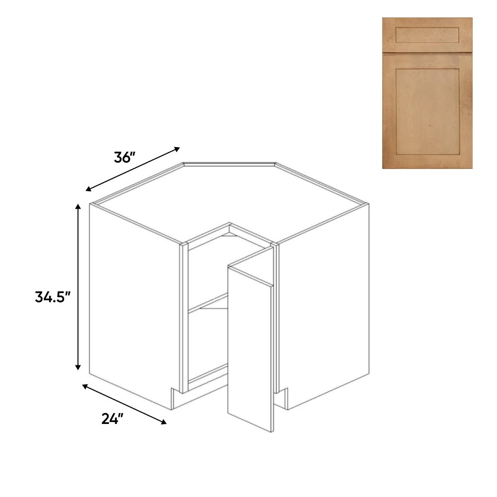 Liberty Shaker Karamel - Square Corner Cabinets - 36"W x 34.5"H x 36"D - Pre Assembled