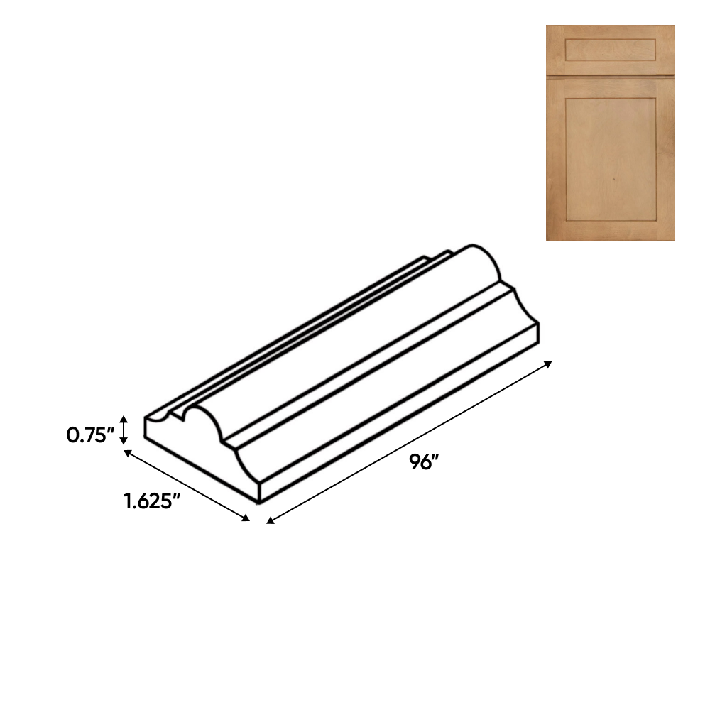 RTA - Liberty Shaker Karamel - Furniture Molding - 96"W x 0.75"H x 1.6"D