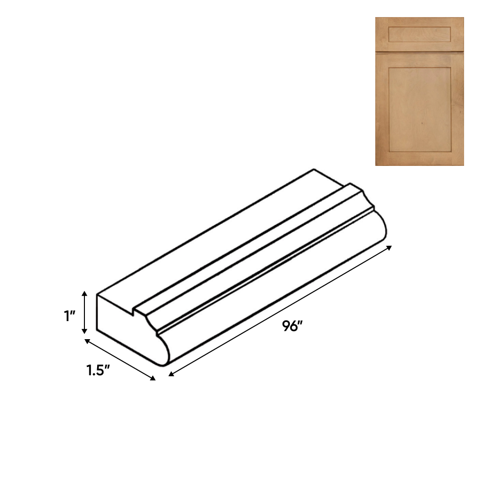 RTA - Liberty Shaker Karamel - Light Rail Molding - 96"W x 0.75"H x 1.5"D