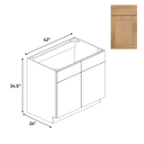 RTA - Liberty Shaker Karamel - Sink Base Cabinets - 42"W x 34.5"H x 24"D
