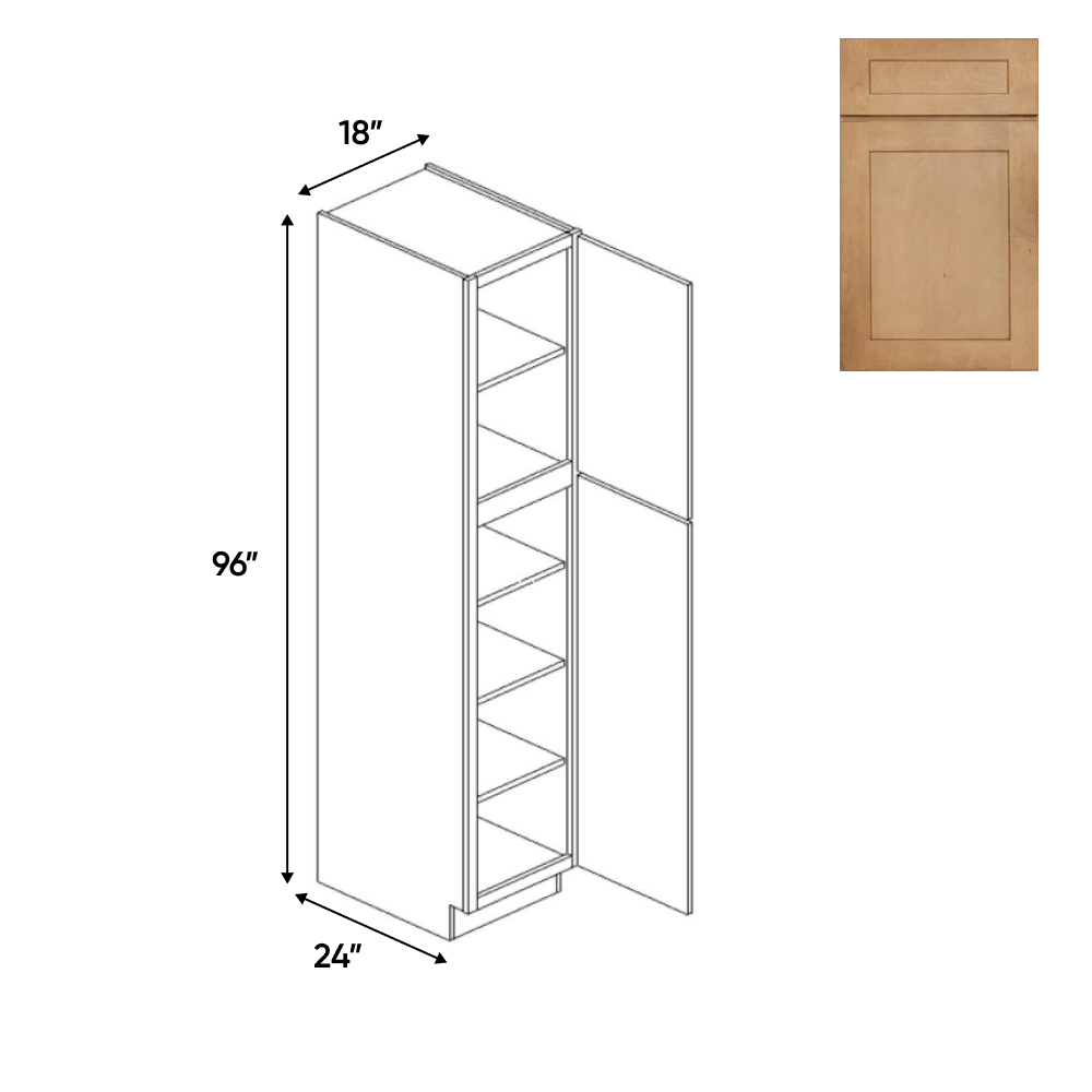 RTA - Liberty Shaker Karamel - Single Door Pantry Cabinets - 18