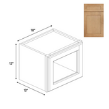 RTA - Liberty Shaker Karamel - Single Glass Door Wall Cabinets - 18"W x 12"H x 12"D