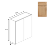 RTA - Liberty Shaker Karamel - 42"Height Double Door Wall Cabinets - 24"W x 42"H x 12"D