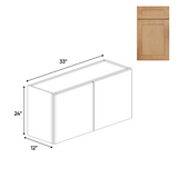 RTA - Liberty Shaker Karamel - 24"Height Double Door Wall Cabinets - 33"W x 24"H x 12"D