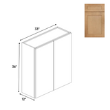 RTA - Liberty Shaker Karamel - 36"Height Double Door Wall Cabinets - 33"W x 36"H x 12"D