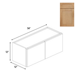 RTA - Liberty Shaker Karamel - 12"Height Double Door Wall Cabinets - 36"W x 12"H x 12"D