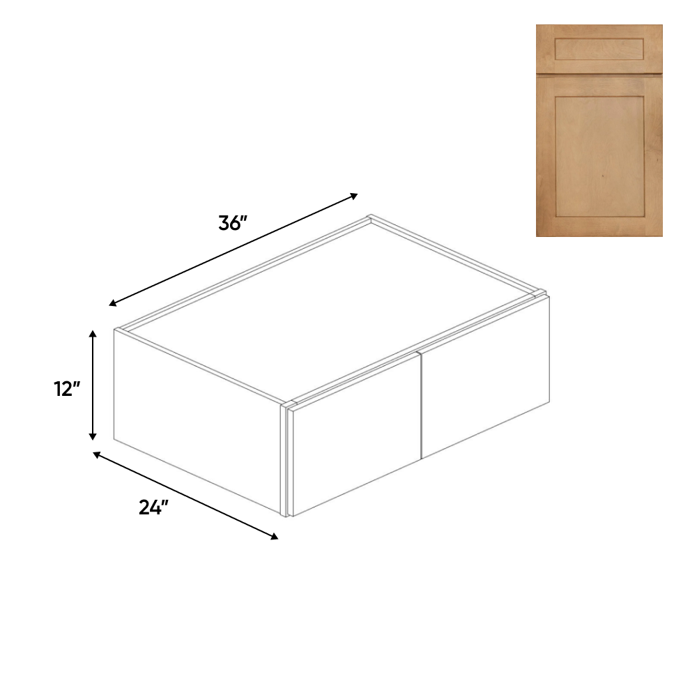 RTA - Liberty Shaker Karamel - 24"Deep Double Door Wall Cabinets - 36"W x 15"H x 24"D