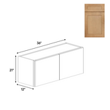 RTA - Liberty Shaker Karamel - 21"Height Double Door Wall Cabinets - 36"W x 21"H x 12"D
