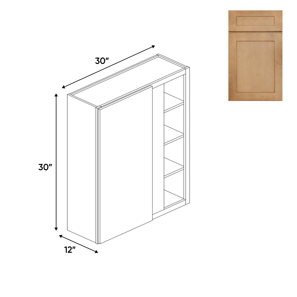 RTA - Liberty Shaker Karamel - Wall Blind Corner Cabinets - 30"W x 30"H x 12"D
