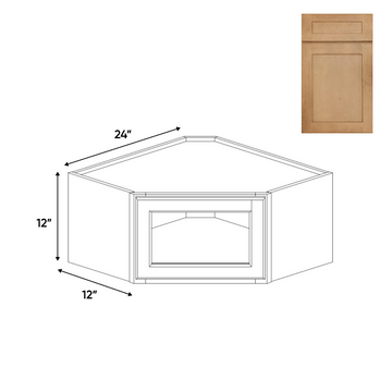 RTA - Liberty Shaker Karamel - Diagonal Corner Glass Door Wall Cabinets - 24