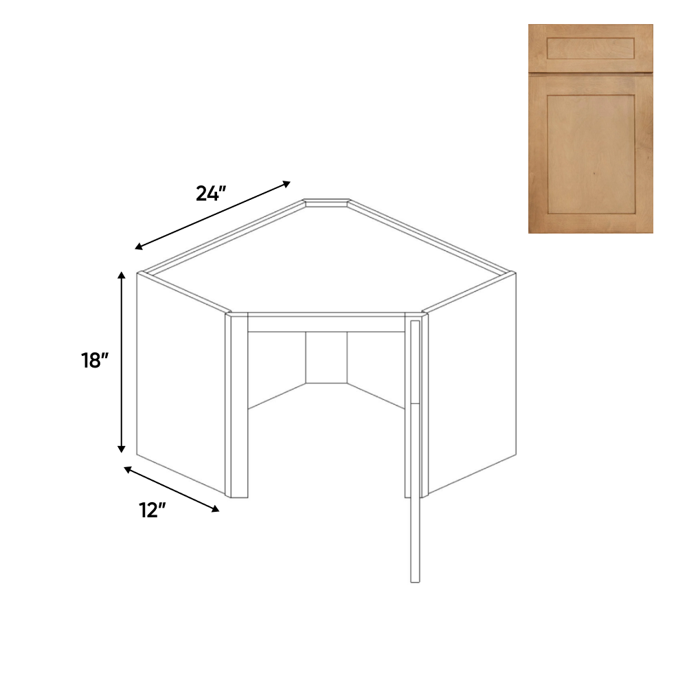 RTA - Liberty Shaker Karamel - Diagonal Corner Wall Cabinets - 24"W x 18"H x 12"D - LSK-WDC2418G