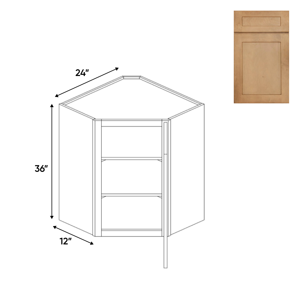 RTA - Liberty Shaker Karamel - Diagonal Corner Wall Cabinets - 24"W x 36"H x 12"D