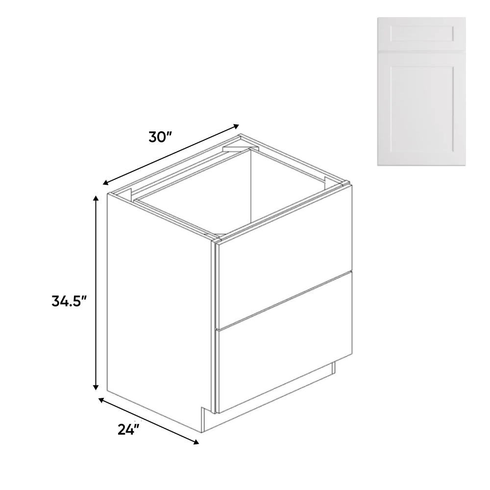 White Shaker - Base Cabinet - 30 in W x 34.5 in H x 24 in D - Pre Assembled