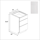 White Shaker - Base Cabinet - RTA - 15 in W x 34.5 in H x 24 in D