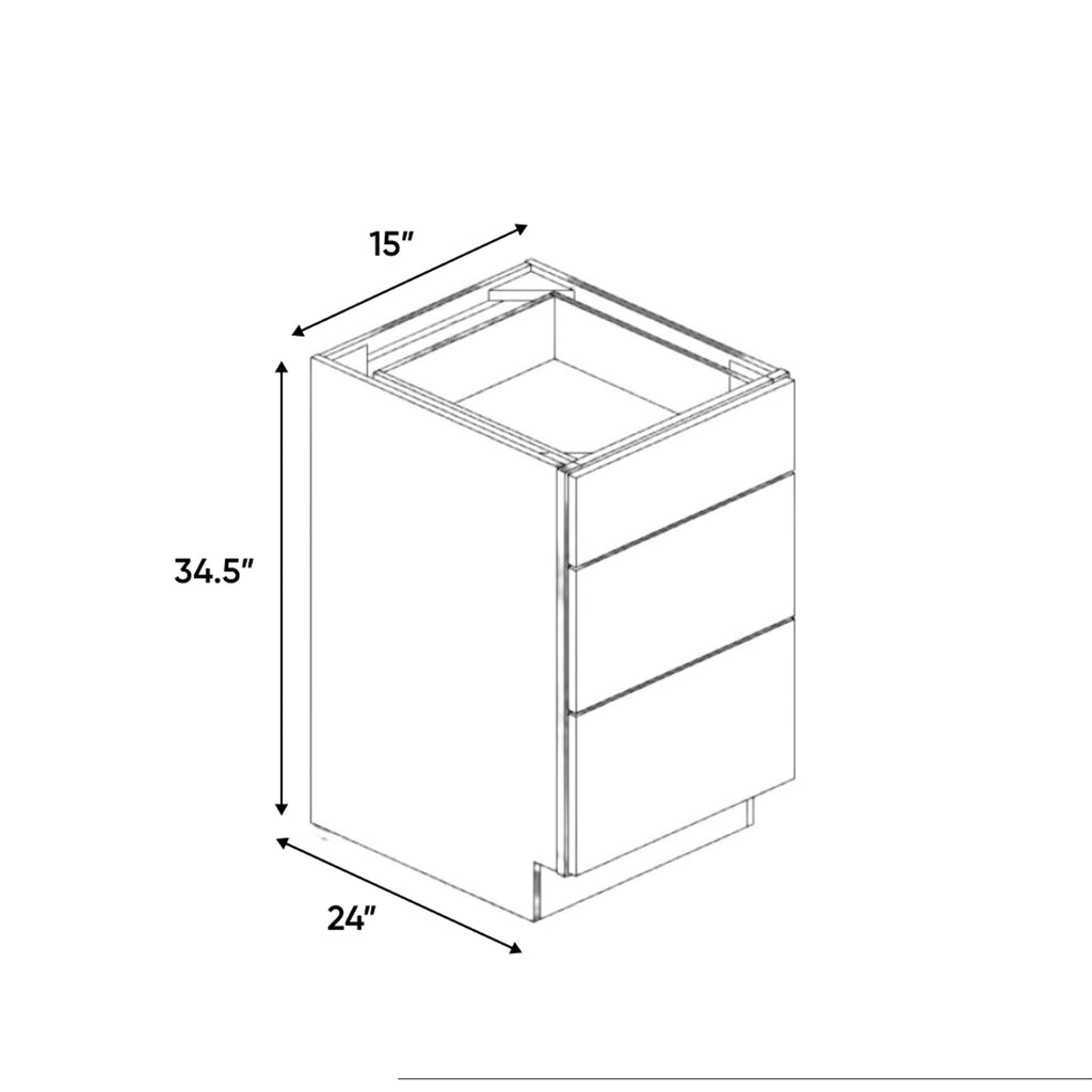 Avalon Ashen - 15 Inch Three Drawer Base Cabinet - 15