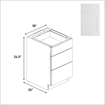 White Shaker - Base Cabinet - RTA - 18 in W x 34.5 in H x 24 in D