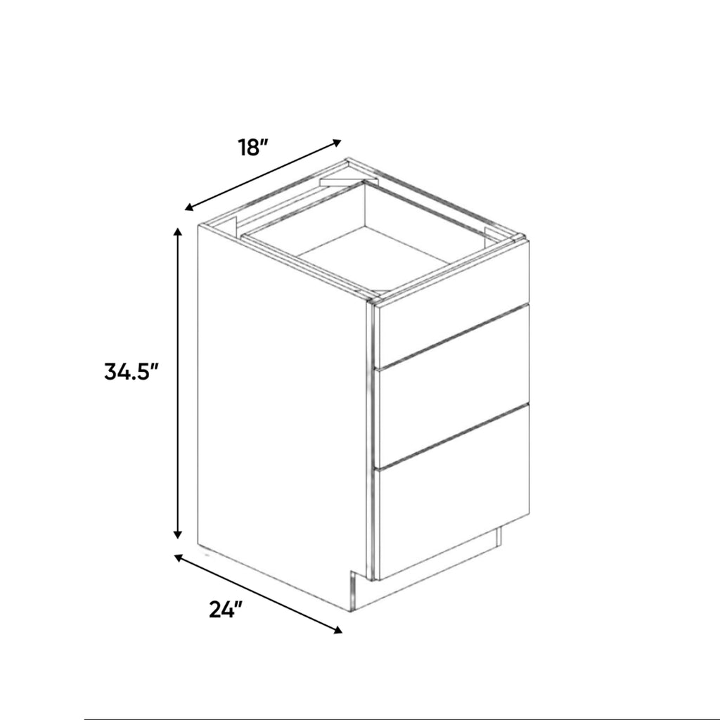 Arlington Oatmeal - 18 Inch Three Drawer Base Cabinet - 18