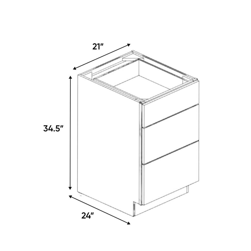 Arlington Oatmeal - 21 Inch Three Drawer Base Cabinet - 21