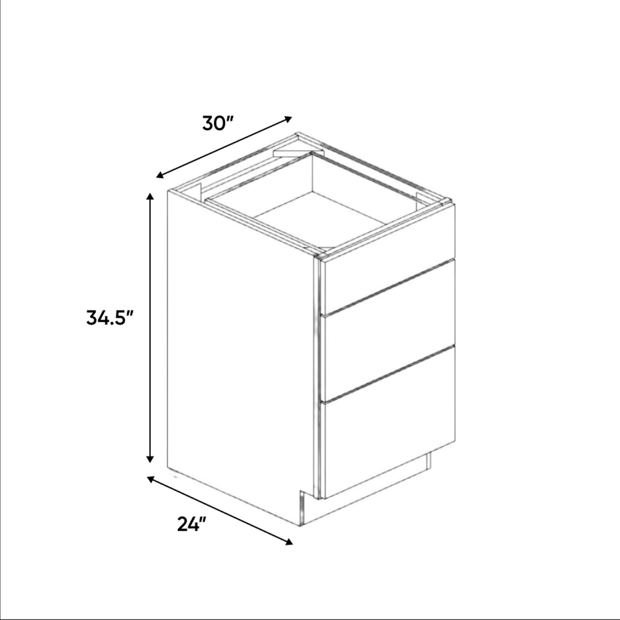 Arlington Oatmeal - 30 Inch Three Drawer Base Cabinet - 30" Width x 34.5" Height x 24" Depth