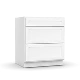 RTA - White Shaker - 3-Drawer Base Cabinet - 30"W x 34.5"H x 24"D