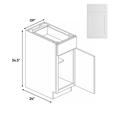 Full Height Single Door Base Cabinets - 9 in W x 34.5 in H x 24 in D