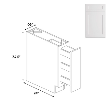 Shaker White - Spice Rack Cabinet - 9"W x 30"H x 24"L - Pre Assembled