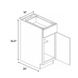 Liberty Shaker Rift - 15 Inch Full Height Single Door Base Cabinet - 15" Width x 34.5" Height x 24" Depth