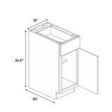 Belmont Grey - 15 Inch Single Door Base Cabinet - 15" Width x 34.5" Height x 24" Depth