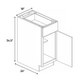 Liberty Shaker Rift - 18 Inch Full Height Single Door Base Cabinet - 18" Width x 34.5" Height x 24" Depth