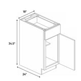 Liberty Shaker Espresso - 18 Inch Single Door Base Cabinet - 18" Width x 34.5" Height x 24" Depth