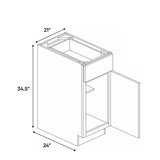 Avalon Ashen - 21 Inch Full Height Single Door Base Cabinet - 21" Width x 34.5" Height x 24" Depth