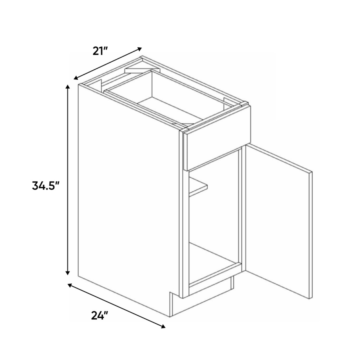 Atlas Blanco - 21 Inch Single Door Base Cabinet - 21" Width x 34.5" Height x 24" Depth