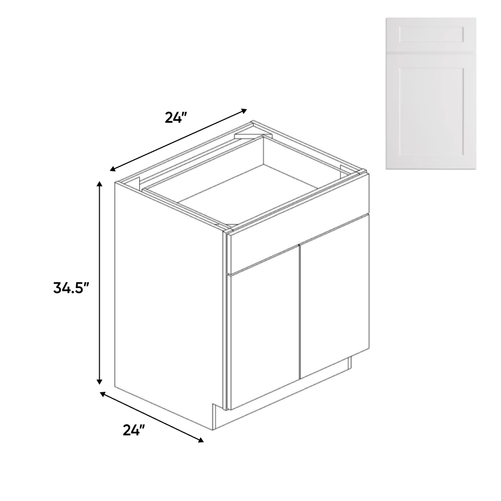 White Shaker - 2 Door Cabinets - 24 in W x 34.5 in H x 24 in D