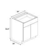 Windsor Ashen - 24 Inch Double Door Base Cabinet - 24" Width x 34.5" Height x 24" Depth