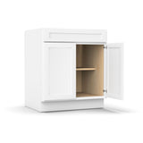 RTA - White Shaker - Double Door Base Cabinet - 30"W x 34.5"H x 24"D