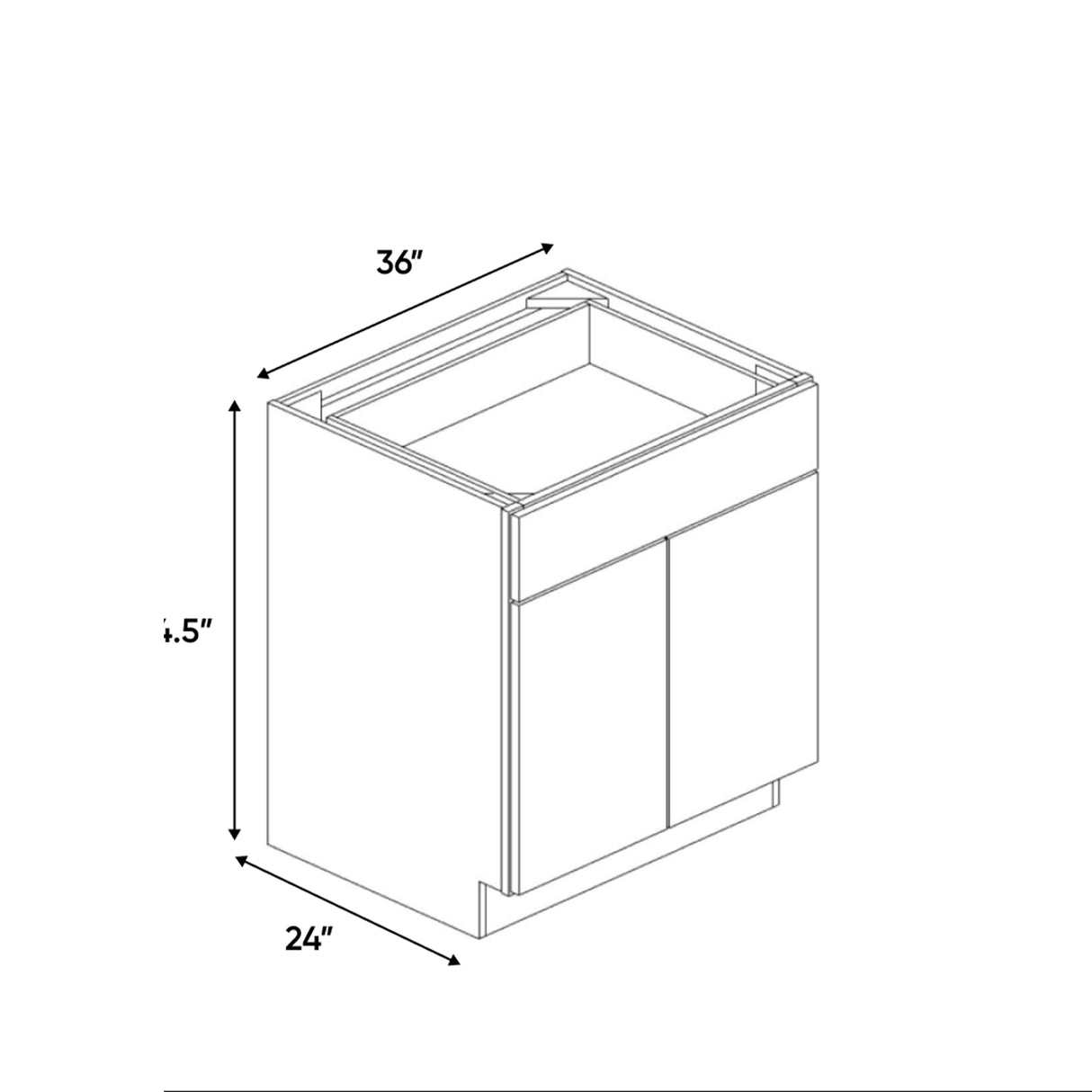 Atlas Blanco - 33 Inch Full Height Double Door Base Cabinet - 33" Width x 34.5" Height x 24" Depth