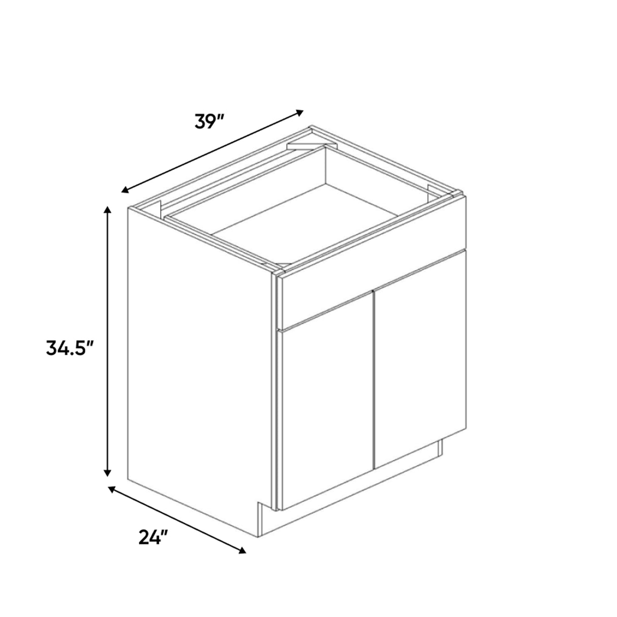 Atlas Blanco - 39 Inch Full Height Double Door Base Cabinet - 39" Width x 34.5" Height x 24" Depth