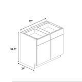Avalon Ashen - 39 Inch Double Door Base Cabinet - 39" Width x 34.5" Height x 24" Depth