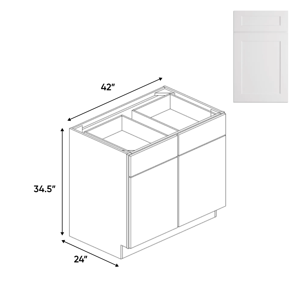 White Shaker - 2 Door Cabinets - 42 in W x 34.5 in H x 24 in D