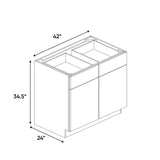 Avalon Ashen - 42 Inch Double Door Base Cabinet - 42" Width x 34.5" Height x 24" Depth