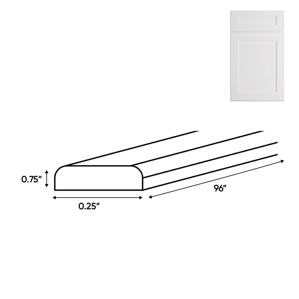 RTA - Liberty Shaker White - Batten Molding - 96"W x 0.75"H x 0.25"D