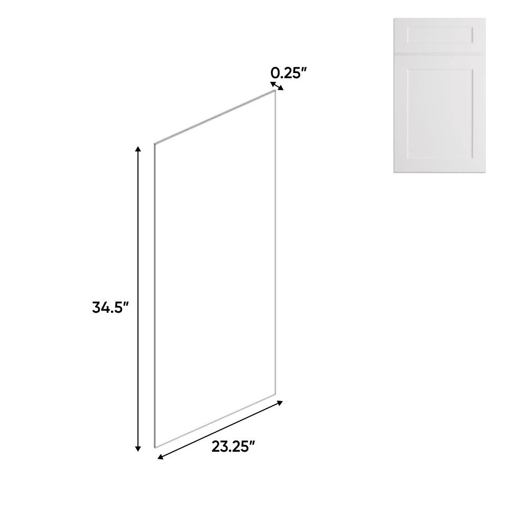 Liberty Shaker White - Base Side Finished Skin - 23.5"W x 34.5"H x 0.25"D - PRE Assembled