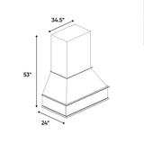 RTA - Belmont Grey - Chimney Hood - 34.5"W x 53"H x 24"D