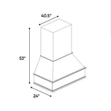RTA - Essence Cemento - Chimney Hood - 40.5"W x 53"H x 24"D - ESC-CH42