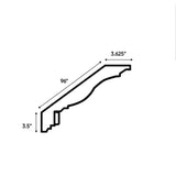 RTA - Belmont Grey - Crown Moldings - 96"W x 3.5"H x 3.5"D