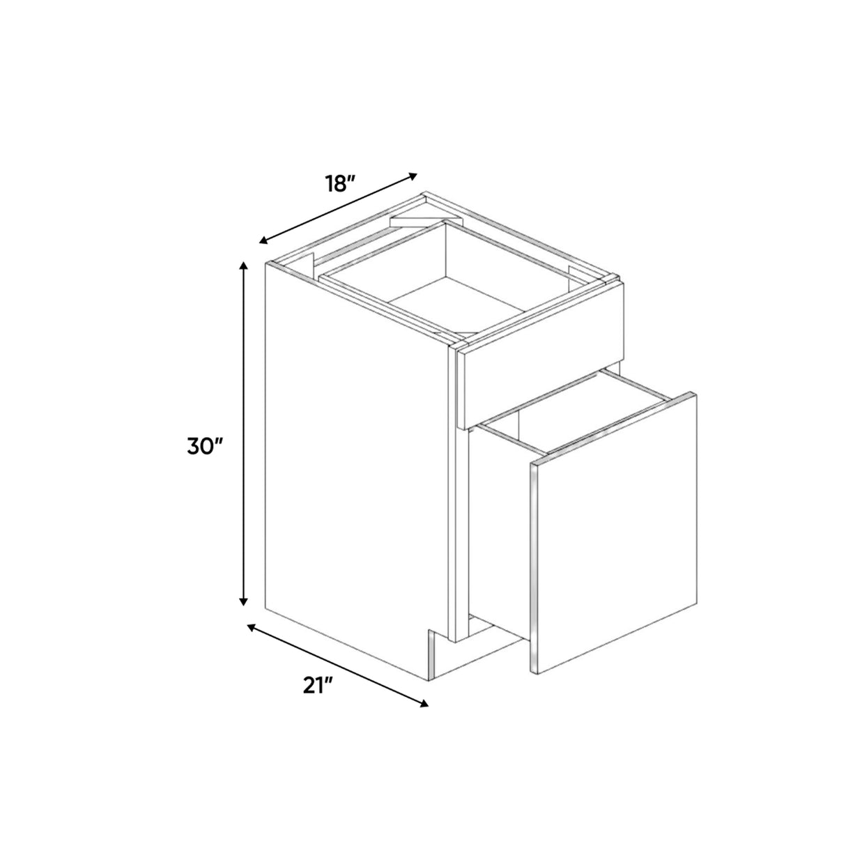 Atlas Blanco - 18 Inch File Drawer Base Cabinet - 18" Width x 30" Height x 21" Depth