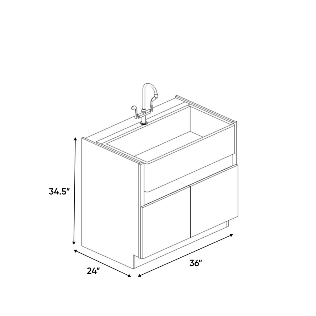 Liberty Shaker Grey - 36 Inch Farm Sink Base Cabinet - 36