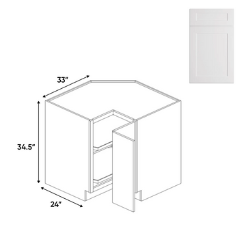 Shaker White - Lazy Susan Cabinet - 33"W x 34.5"H x 24"D - Pre Assembled