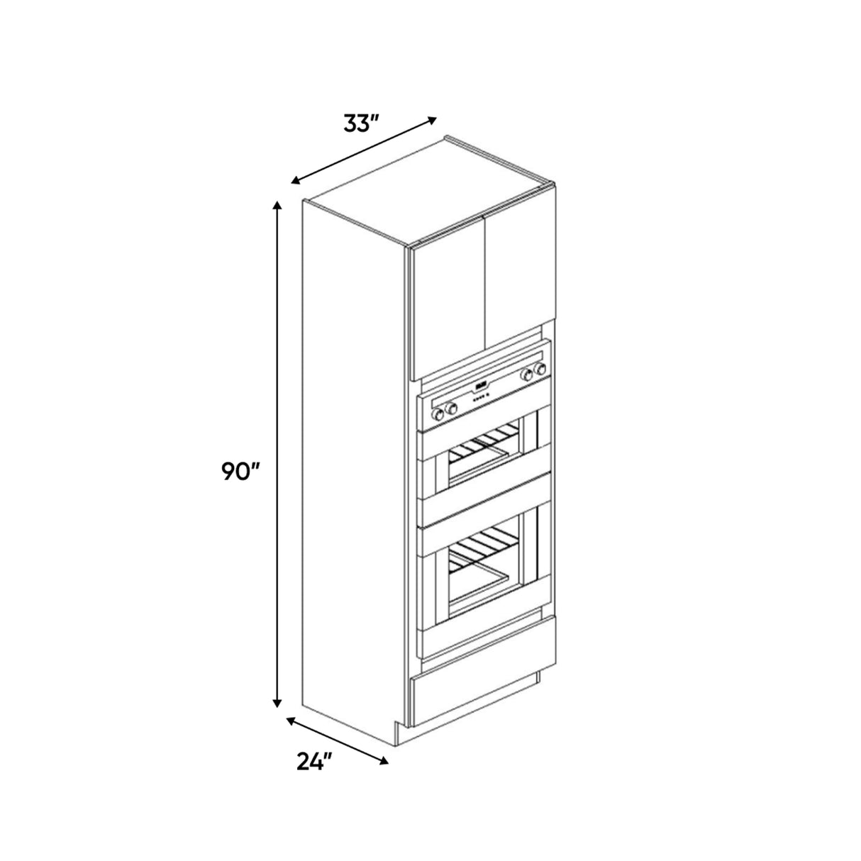 Liberty Shaker Grey - 33 Inch Double Oven Tall Cabinet - 33" Width x 90" Height x 24" Depth